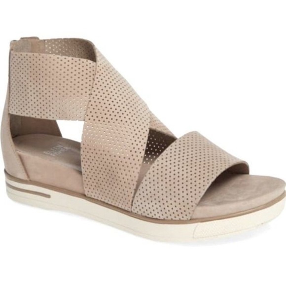Eileen Fisher Voice Demi Wedge Leather Sandal - Picture 1 of 7